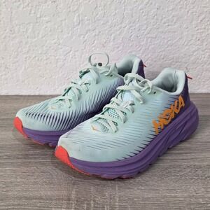 Hoka One One Rincon 3 Women Running Shoes 8B Purple/Mint Breathable Lace Up